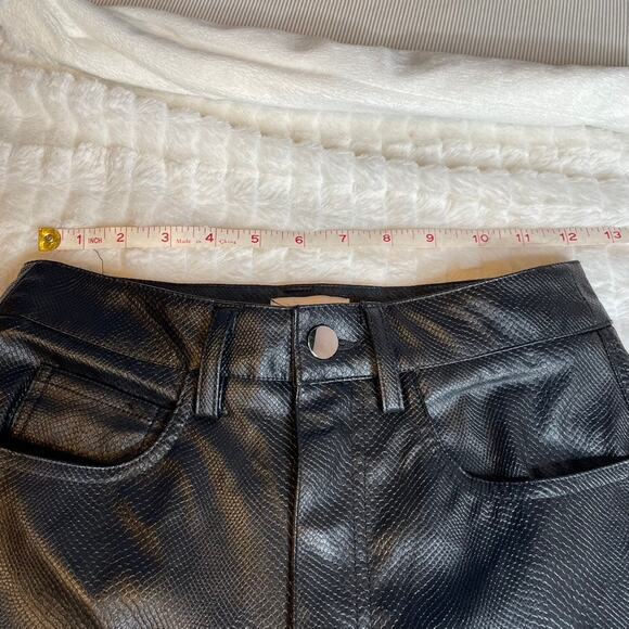 Revolve DANIELLE BERNSTEIN Croc Flare Faux Leather Pants 25 Black High Waist - Picture 4 of 7